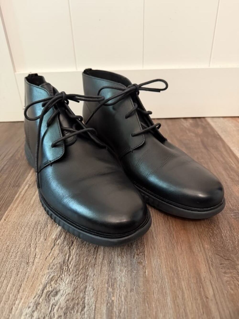 Cole Haan Mens Zerograde Chukka Boots Mens 12M Black Leather lightweight EUC